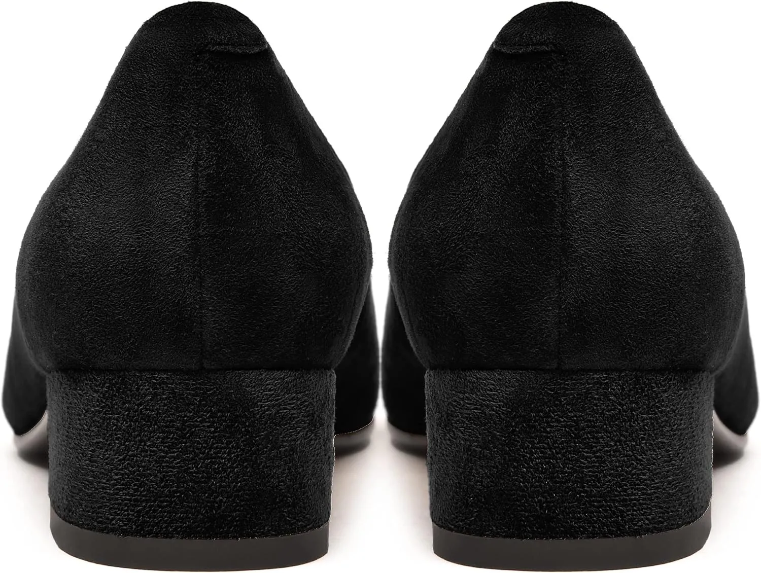 FEMSTEP Women's Low Heels Suede Leather Block Casual Square Toe Slip On Chunky Pumps Shoes 1.5 Inch