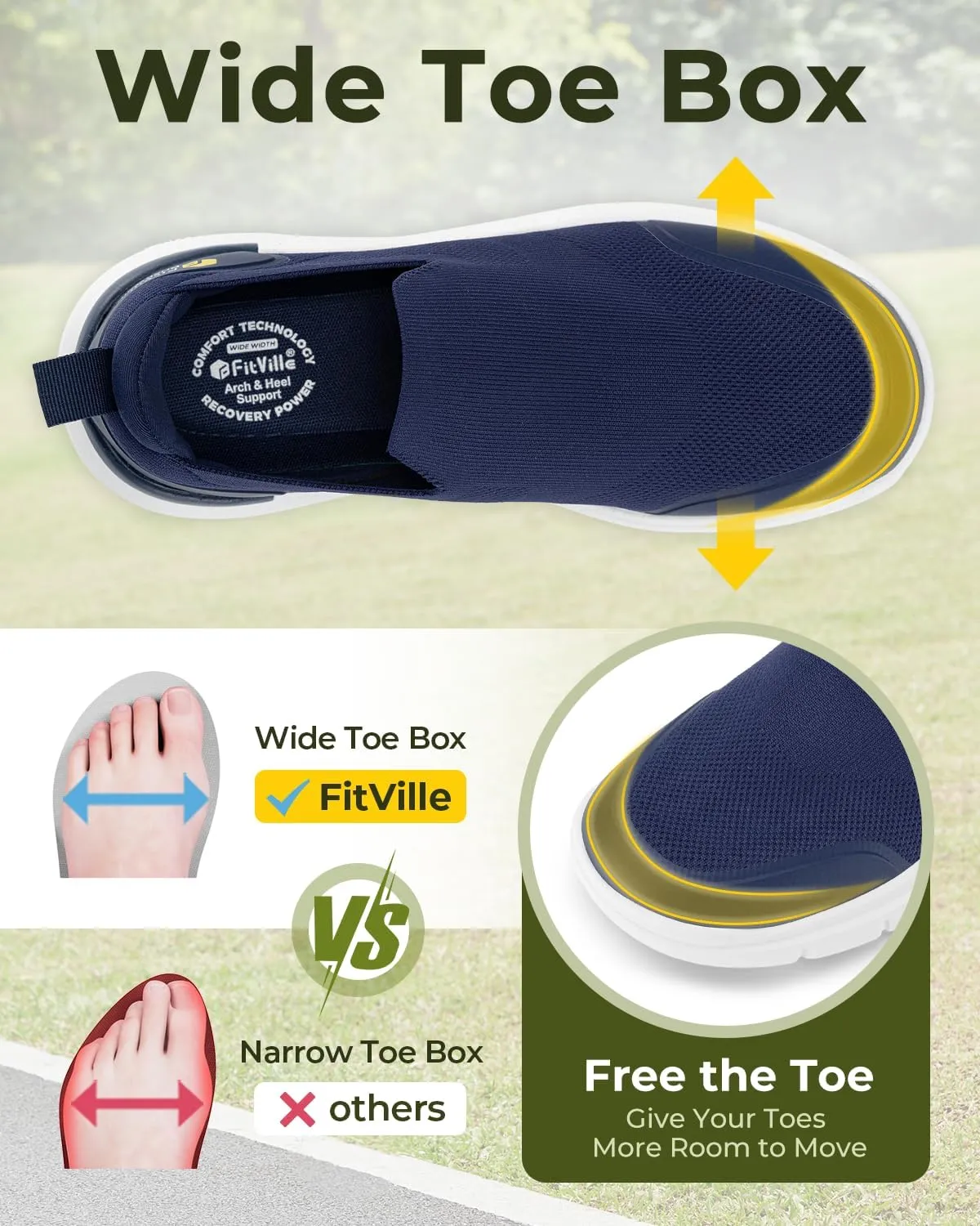 FitVille Plantar Fasciitis Shoes for Men Extra Wide Orthopedic Shoes for Foot Pain Relief - BriskWalk