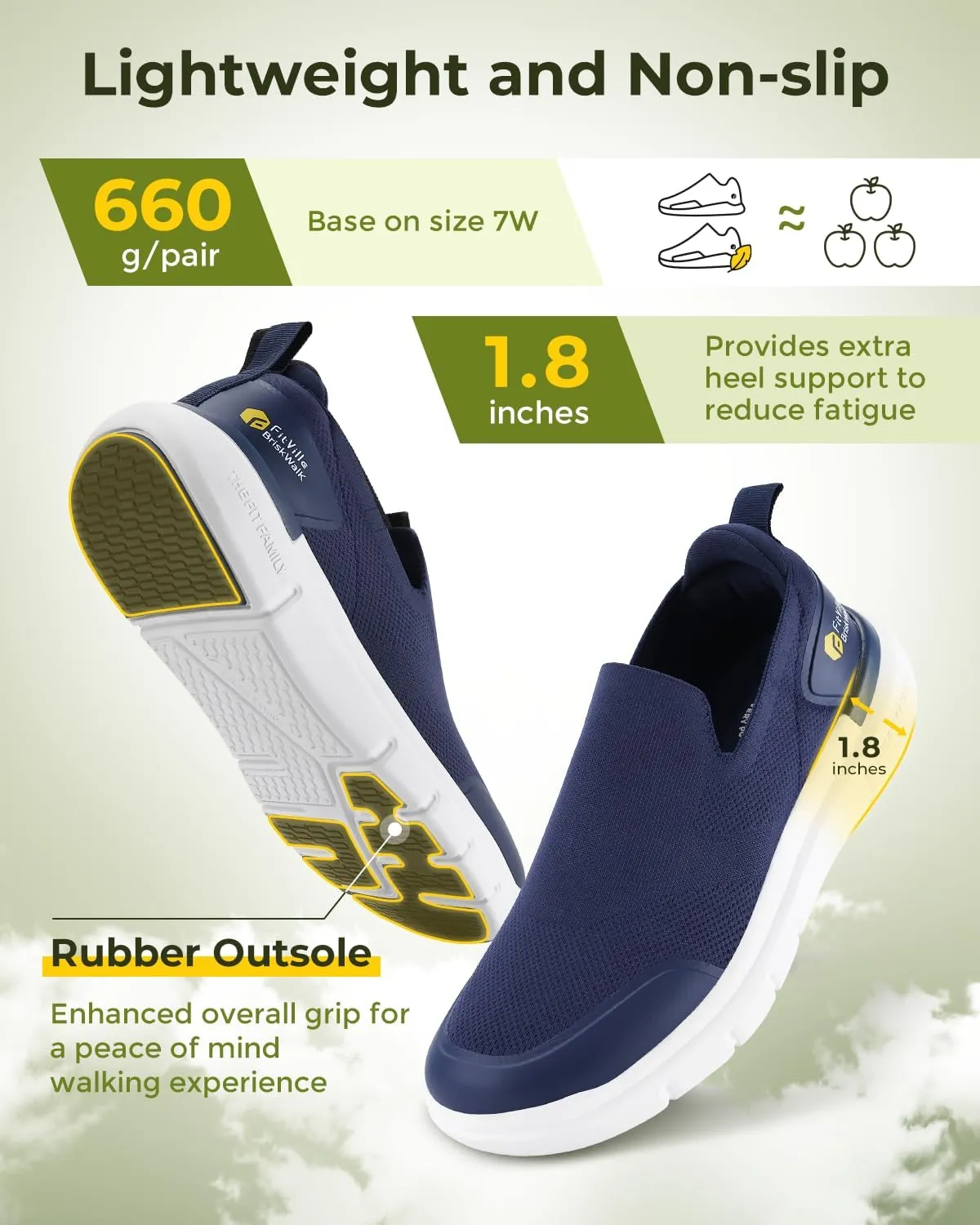 FitVille Plantar Fasciitis Shoes for Men Extra Wide Orthopedic Shoes for Foot Pain Relief - BriskWalk