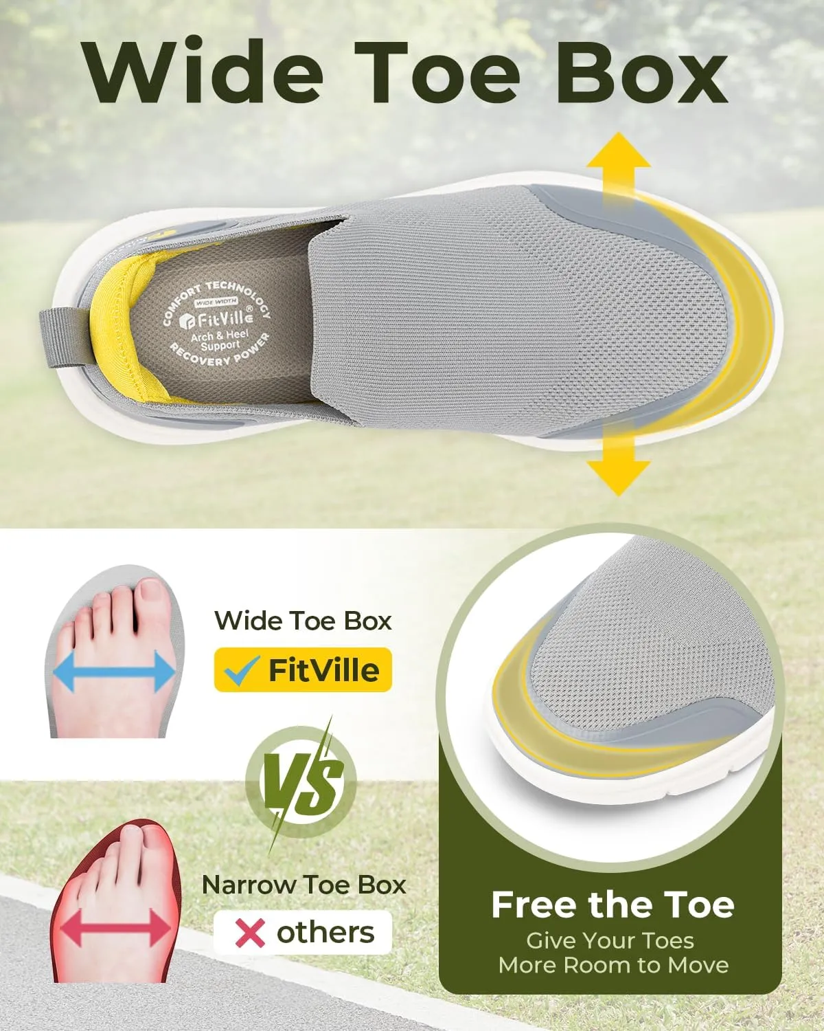 FitVille Plantar Fasciitis Shoes for Men Extra Wide Orthopedic Shoes for Foot Pain Relief - BriskWalk