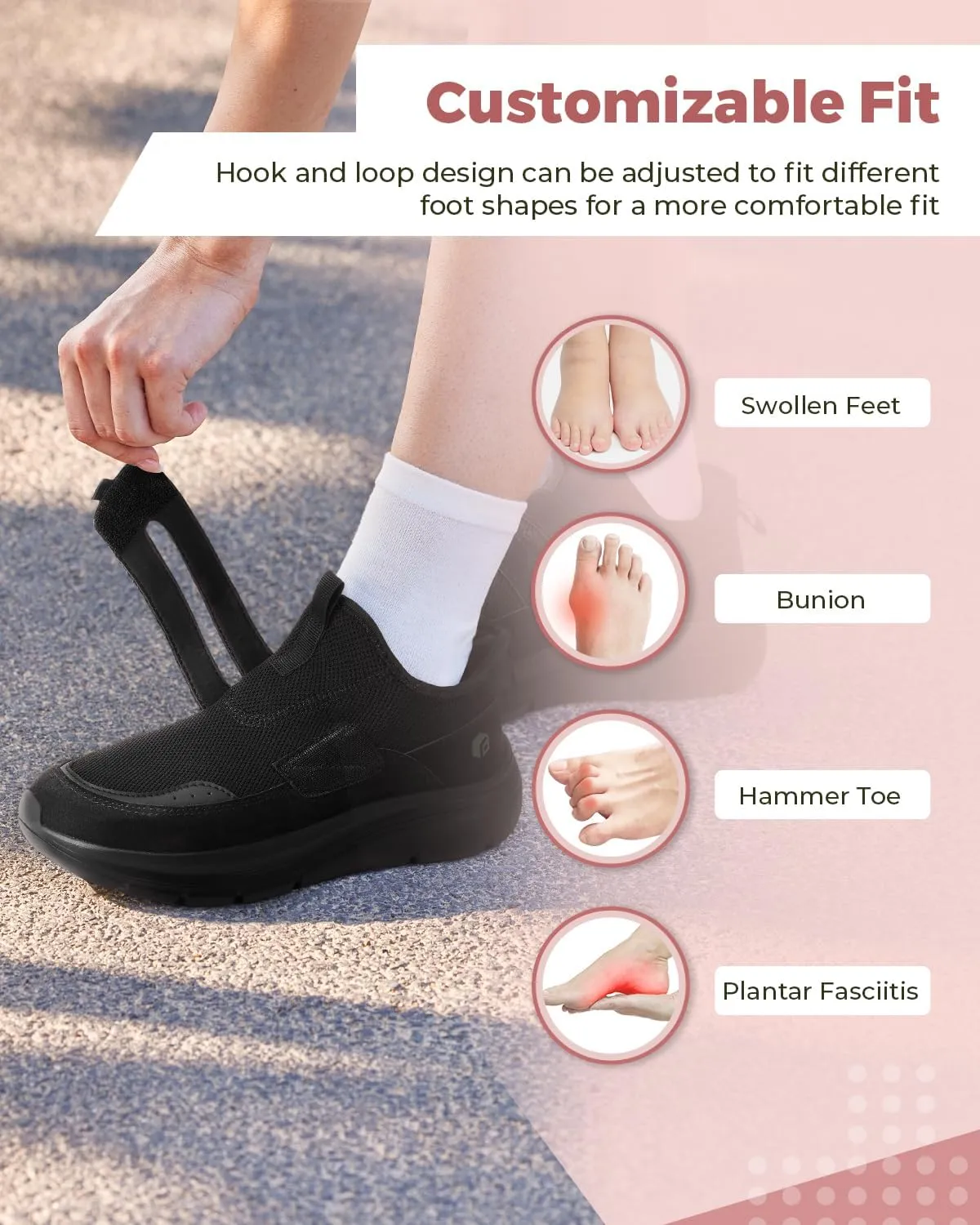 FitVille Slip On Shoes for Women Wide Width Walking Shoes Hands Free Lightweight Gym Tennis Sneakers for Women with Arch Support - Cloud Wanderer V5