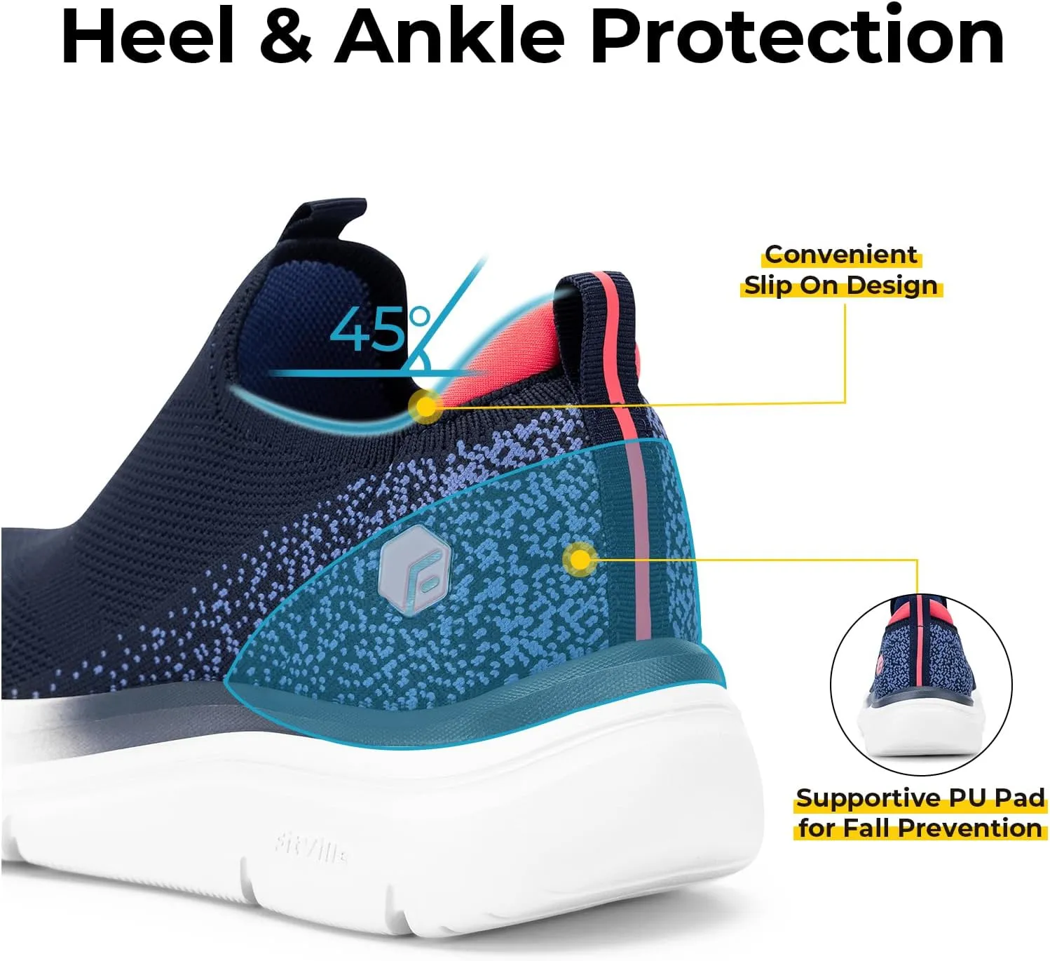FitVille Women's Slip On Shoes Wide Walking Shoes for Women Slip On Sneakers for Flat Feet Plantar Fasciitis with Arch Support