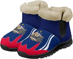 Flag Pattern Snow Boots Winter Shoes for Women Ankle Booties Warm Flannel Lining Slip on Anti-Slip Boots