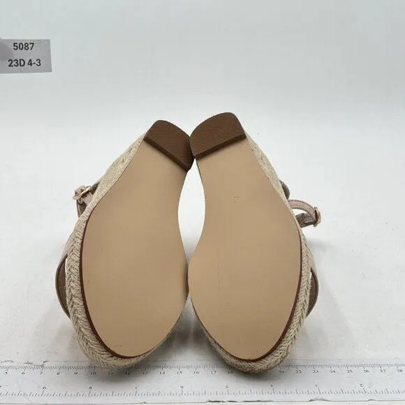 FOWT Nude Espadrille Ankle Straps Buckle Wedge Open Toe Platform Daily Sandals