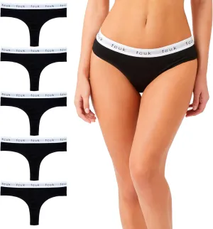 French Connection Cotton Thongs For Women – Pack of 5, 7 Ladies Thongs – Soft, Stretchable, and Comfortable