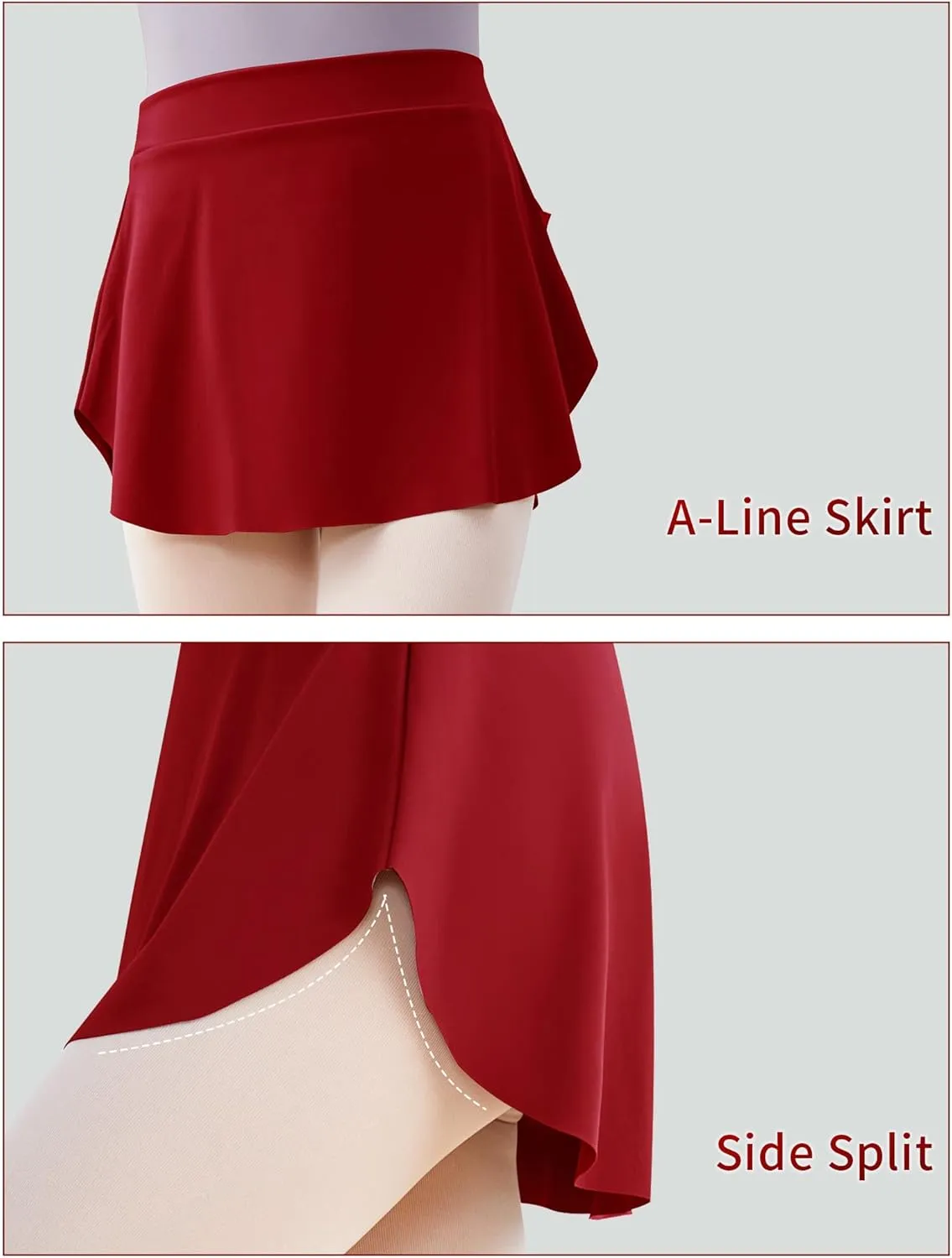 Girls Women Ballet Skirts, Side Slit Dance Skirts, Pull On Elastic Waist Dance Skirt for Ballerina