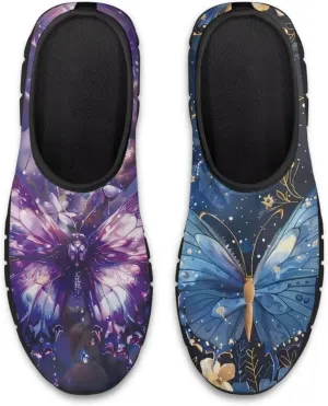 GOSTONG Floral Art Sneakers for Women Comfy Soft Sole Non Slip Walking Sneakers for Outdoor Travel Easy Slip on Lightweight Indoor Loafers Black US 5.5-11.5