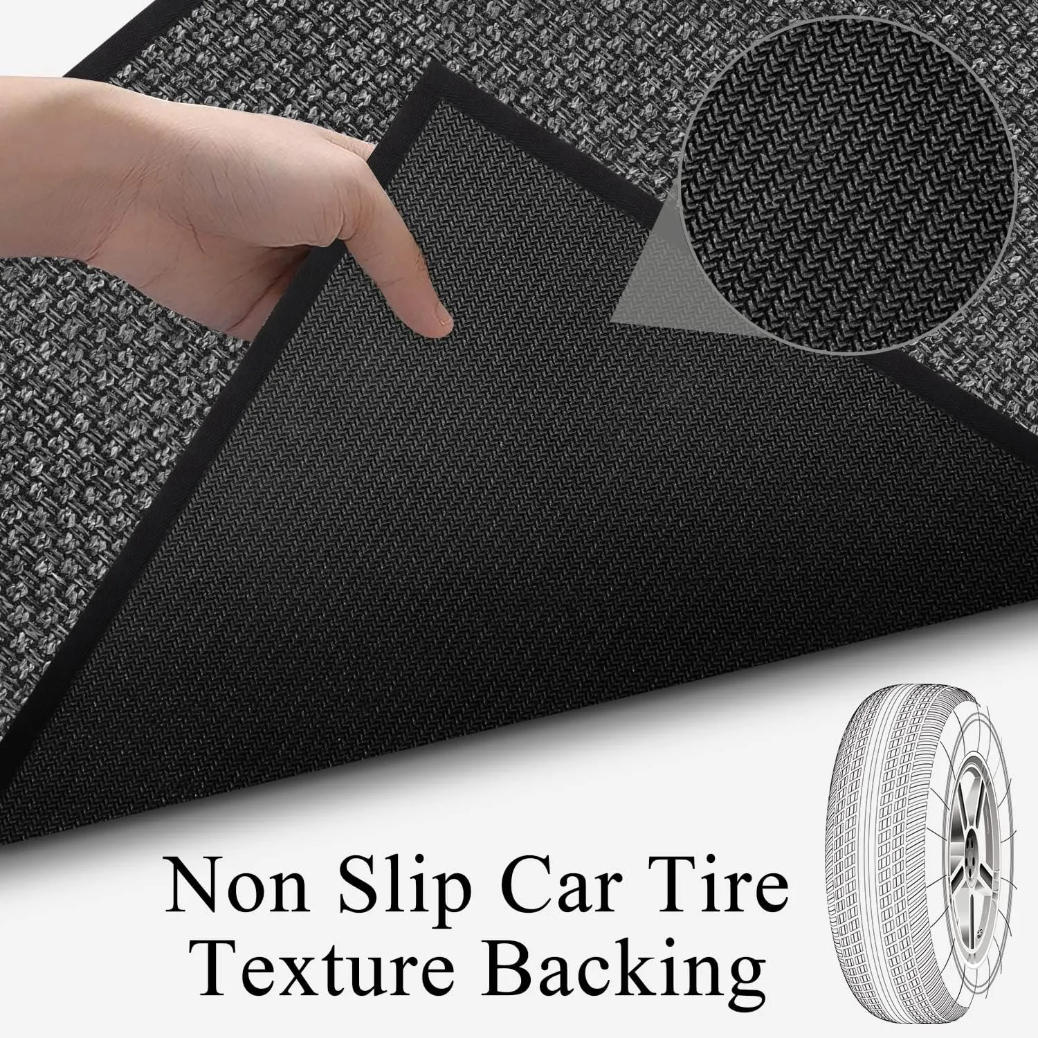 GOYLSER Jute Stair Carpet Treads Non Slip with Rubber Backed,15Pcs Black Stair Mats Stair Protectors for Carpeted Stairs, Easy Clean Indoor Basement Safety Stick On Stair Treads Carpet, 30"X8"
