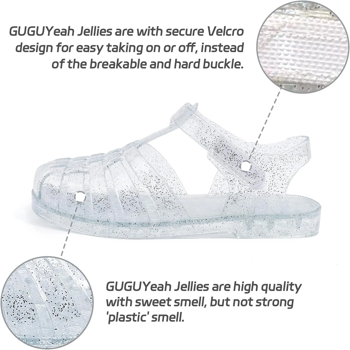 GUGUYeah Jelly Sandals for Girls,Closed Toe Princess Costume Summer Dress Shoes Fisherman Gladiator Water Beach Flat Sandals for Toddler/Little Kid/Big Kid