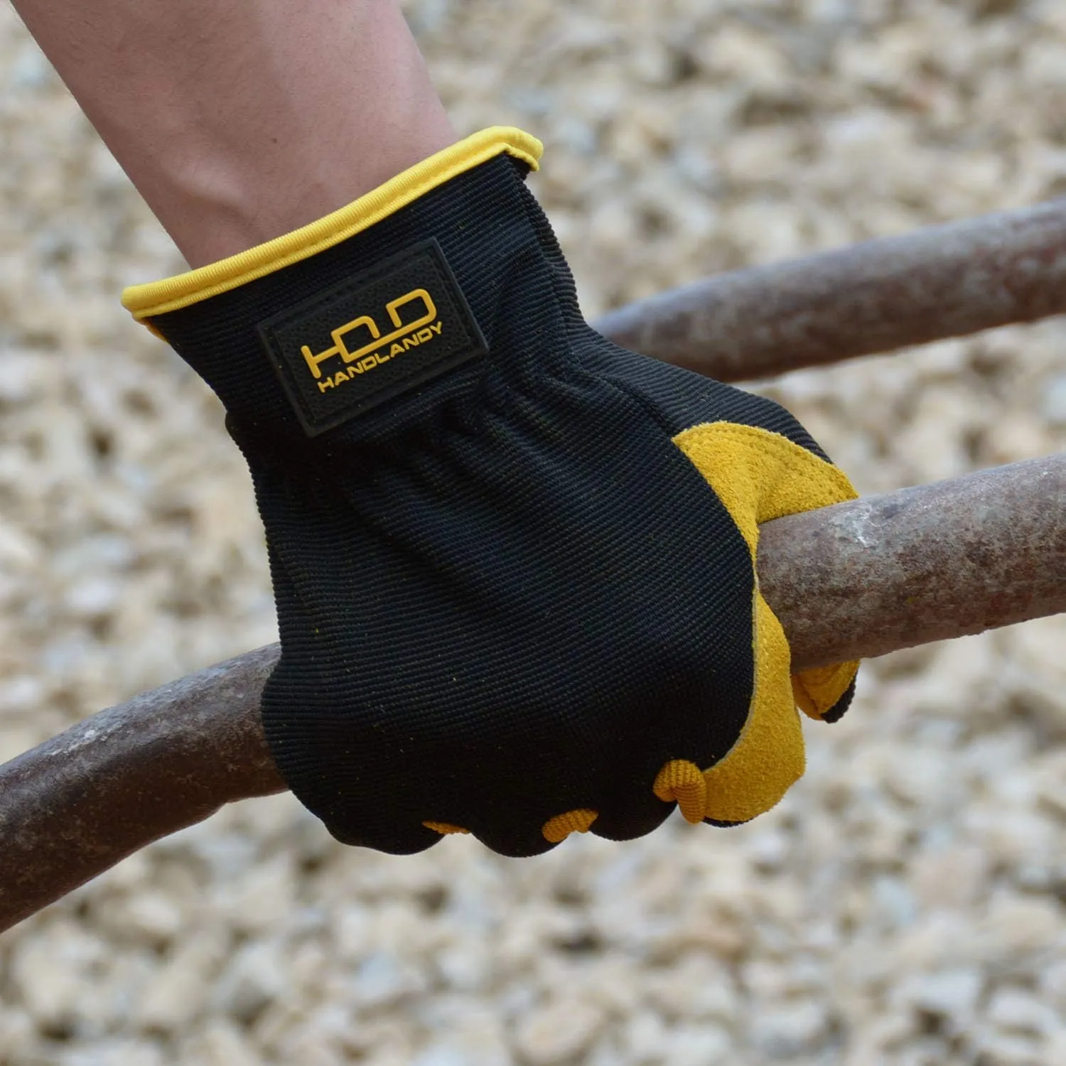 HANDLANDY Men Leather Gardening Gloves, Utility Work Gloves for Mechanics, Construction, Driver, Dexterity Breathable Design