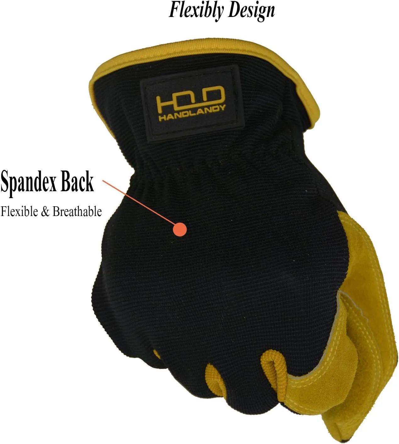 HANDLANDY Men Leather Gardening Gloves, Utility Work Gloves for Mechanics, Construction, Driver, Dexterity Breathable Design