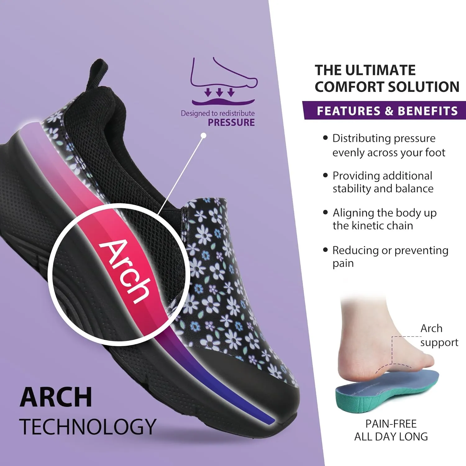 Hawkwell Women's Slip On Arch Support Lightweight Slip Resistant Comfortable Nurse Shoes