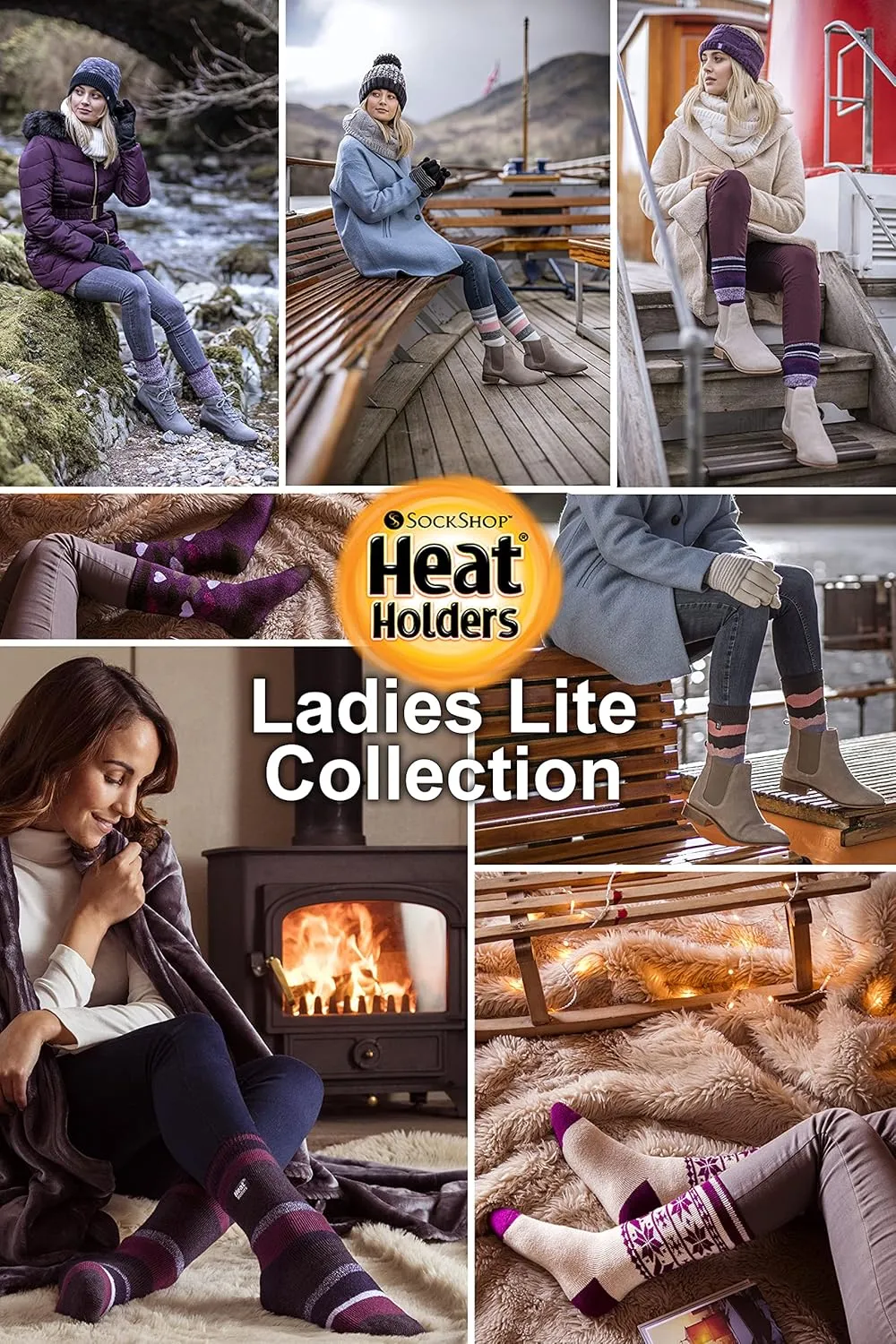 Heat Holders - Ladies Thin Extra Long Knee High Patterned Winter Thermal Socks