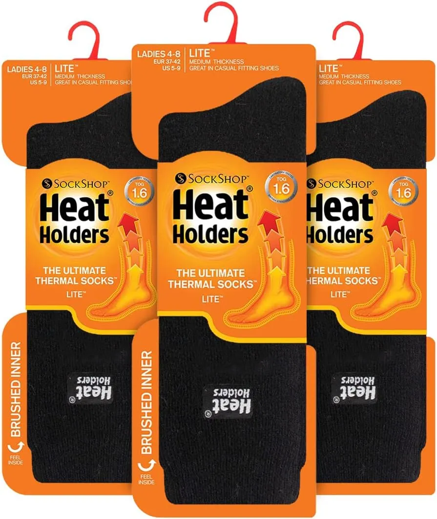 HEAT HOLDERS Lite - 3 Pairs Winter Thermal Socks for Women | Thin & Warm Socks
