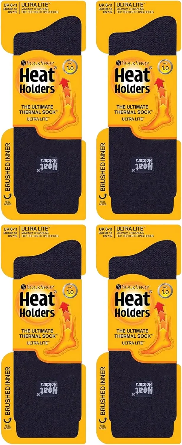 Heat Holders Ultra Lite - 4 Pairs Thermal Winter Socks for Men | Ultra Thin Warm Socks