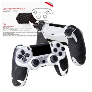 HOTLINEGAMES 2.0 Plus Controller Grip Compatible with PS4 DualShock 4 Controllers Grips Tape, Textured Soft Skin Kit, Pre-Cut, Easy to Apply, Sweat-Absorbent (for Handle Grips Buttons Triggers)