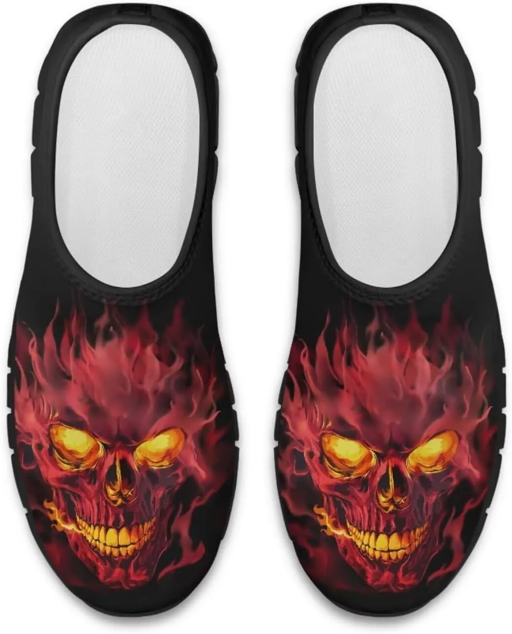 Howilath Skull Print Slip on Shoes for Men Casual House Shoes Running Sneakers Hands Free Shoes with Anti-Slip Sole