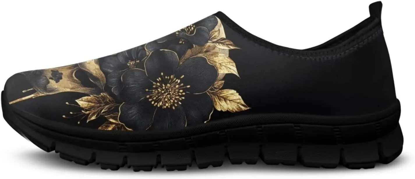 Howilath Skull Print Slip on Shoes for Men Casual House Shoes Running Sneakers Hands Free Shoes with Anti-Slip Sole