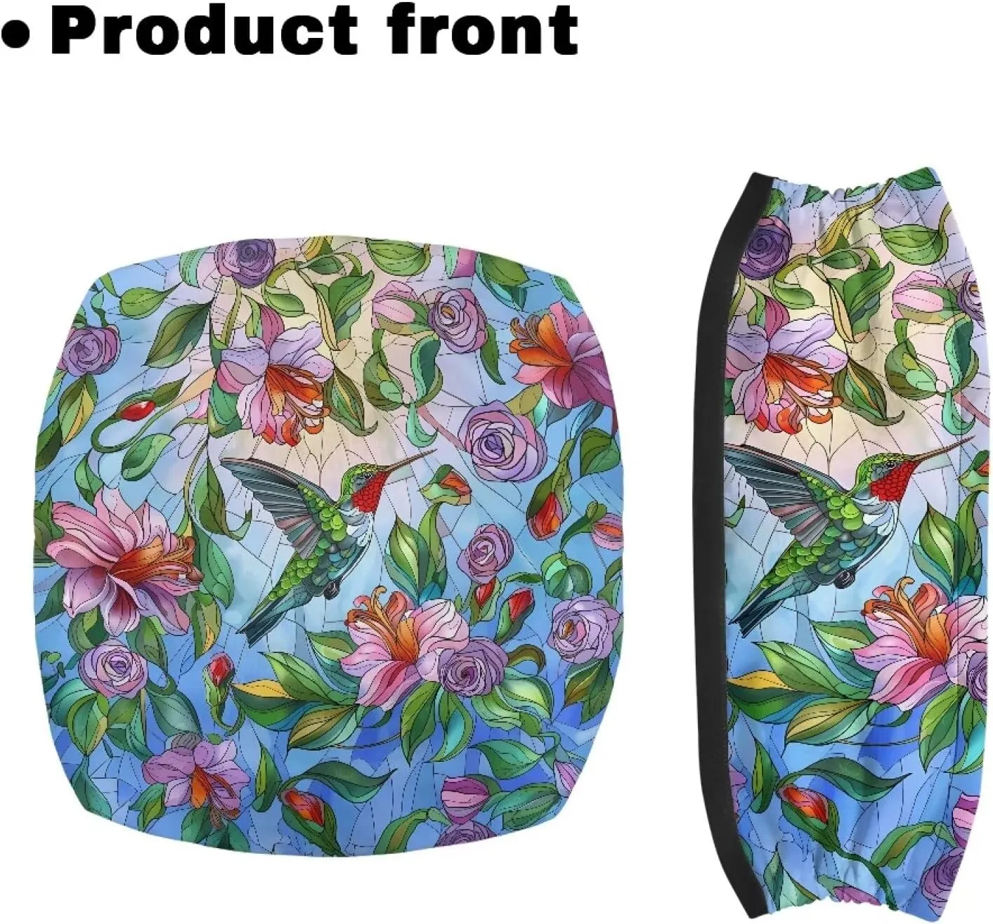 Hummingbird Floral Rollator Seat Cushion Back Bar Cover Set Rollator Walker Seat Back Covers Stretchable Material Protection Decor Suitable for Parks