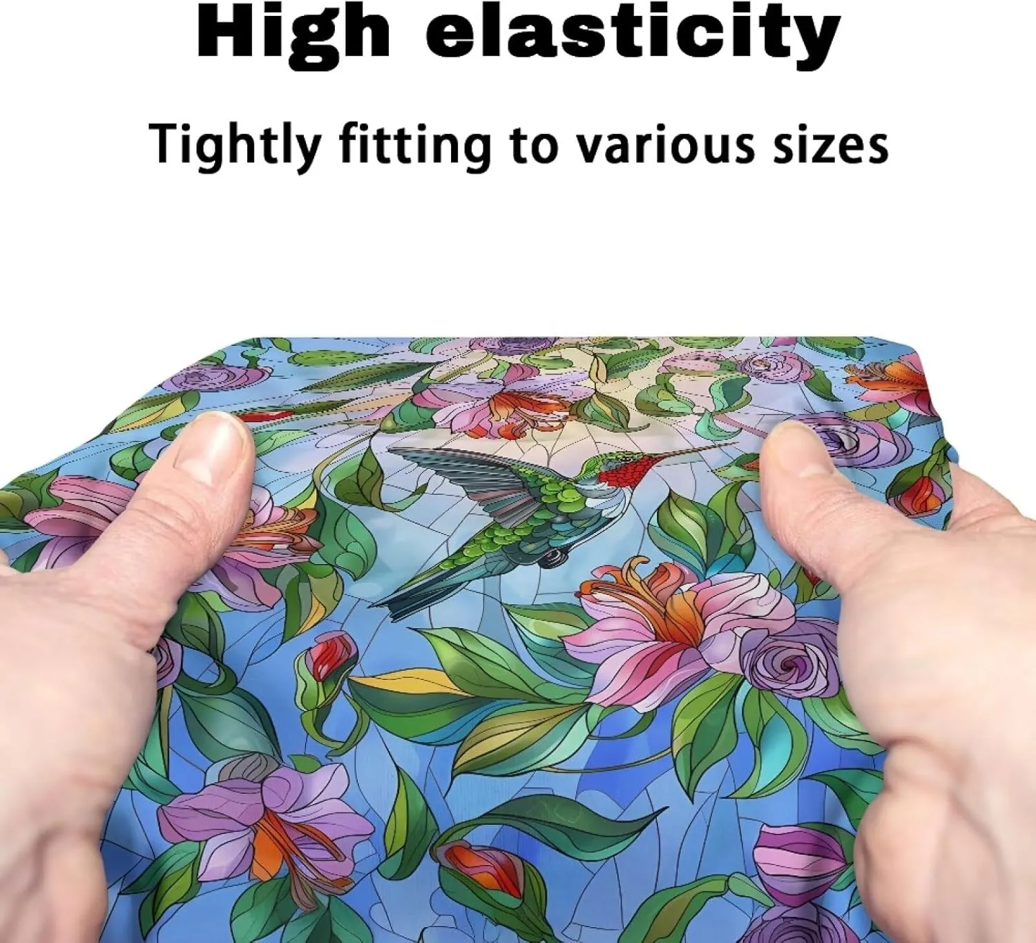 Hummingbird Floral Rollator Seat Cushion Back Bar Cover Set Rollator Walker Seat Back Covers Stretchable Material Protection Decor Suitable for Parks