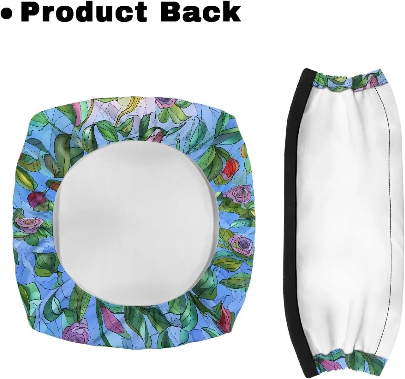 Hummingbird Floral Rollator Seat Cushion Back Bar Cover Set Rollator Walker Seat Back Covers Stretchable Material Protection Decor Suitable for Parks