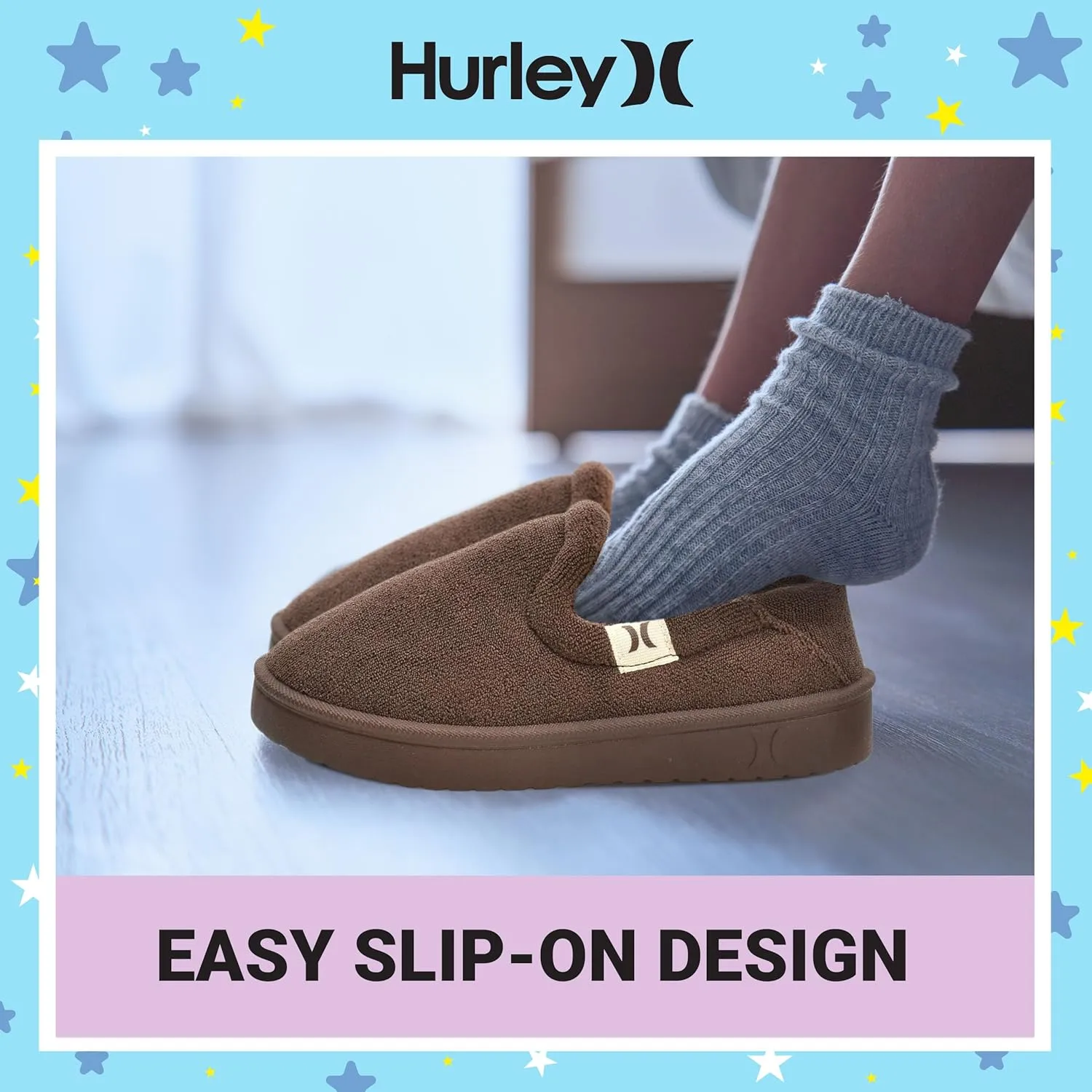 Hurley Kids Slippers Comfortable and Easy Slip-On Style for Little and Big Kids, Versatile Wear for Indoor & Outdoor Adventures, Terrie