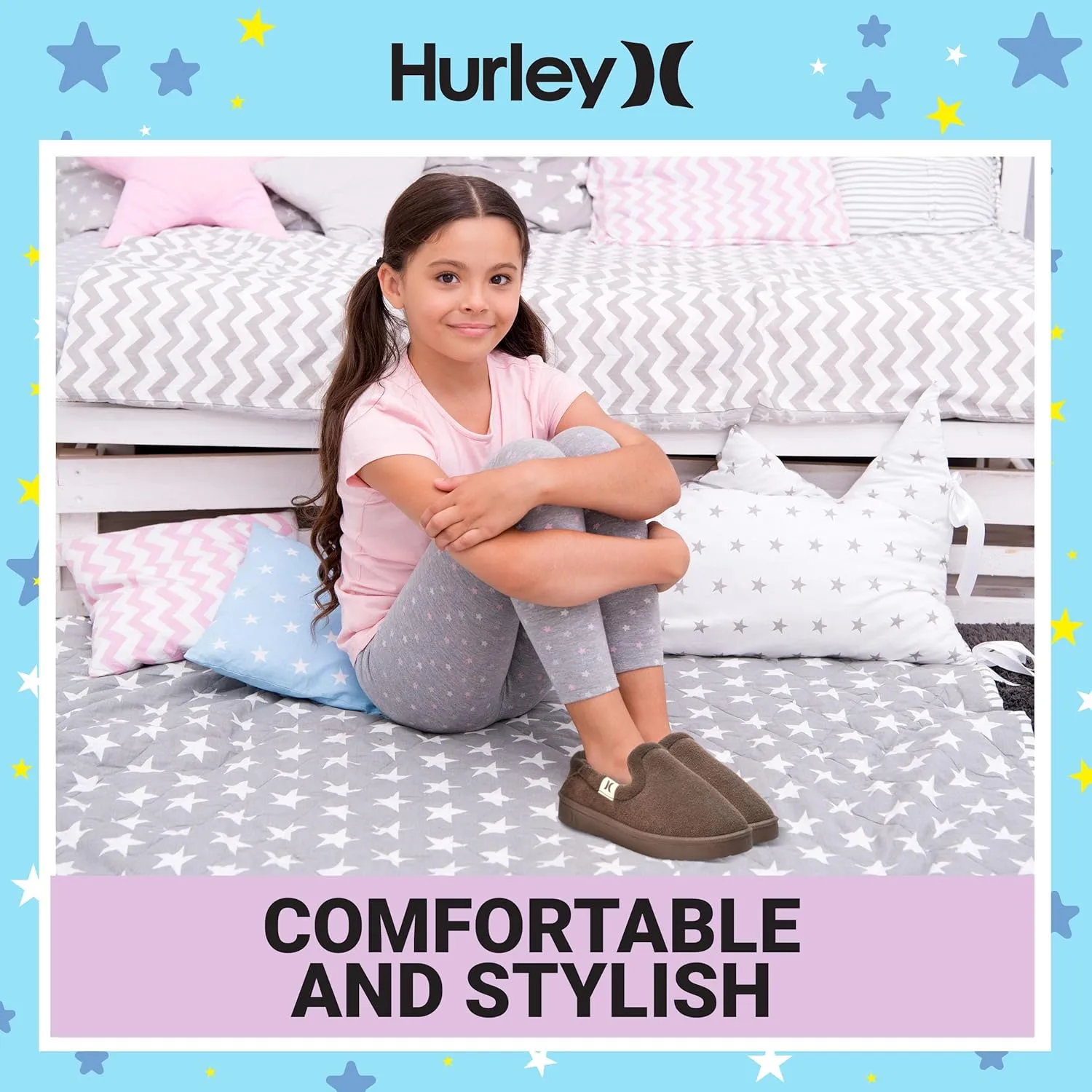 Hurley Kids Slippers Comfortable and Easy Slip-On Style for Little and Big Kids, Versatile Wear for Indoor & Outdoor Adventures, Terrie