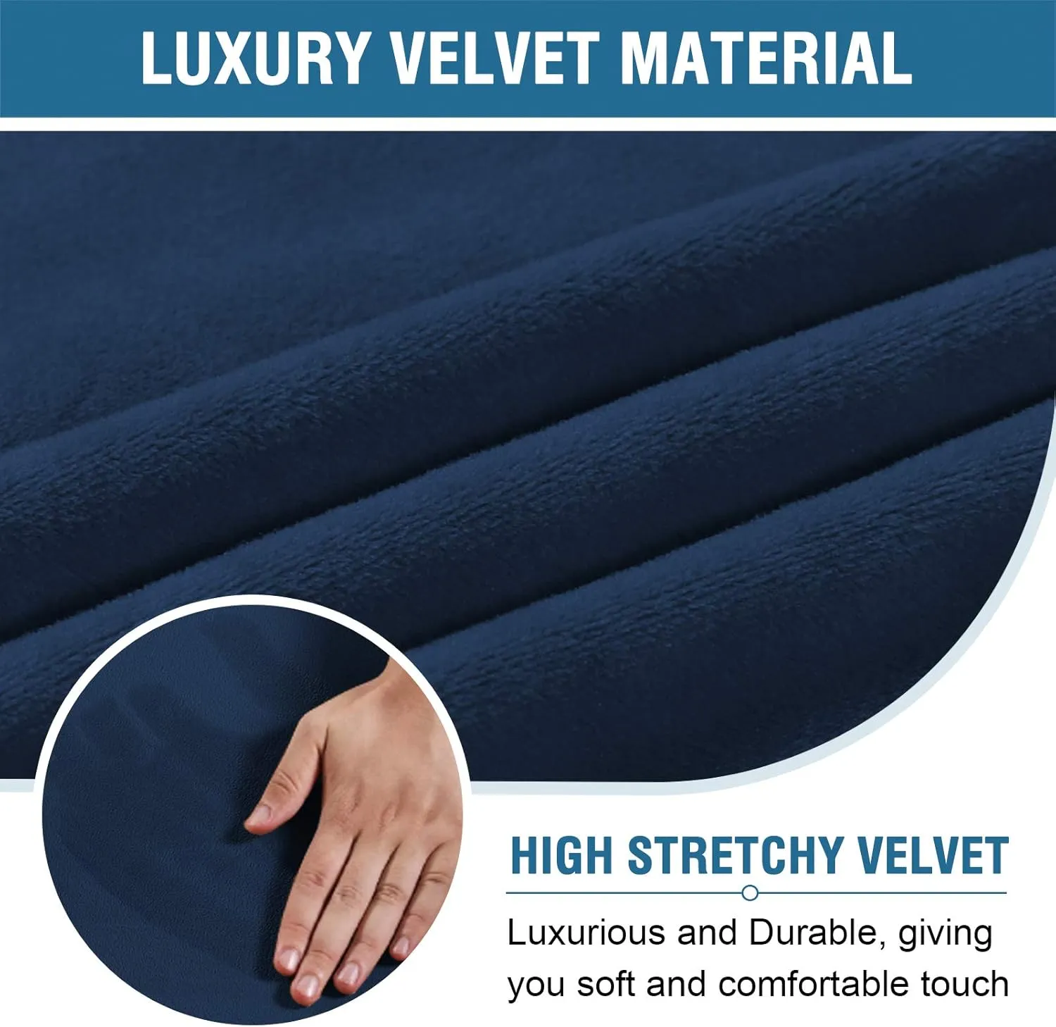 H.VERSAILTEX Velvet Home Office Chair Covers Stretchable Computer Desk Chair Covers Mid - High Back Universal Executive Boss Chair Covers Gaming Chair Cover Removable Machine Washable, Navy