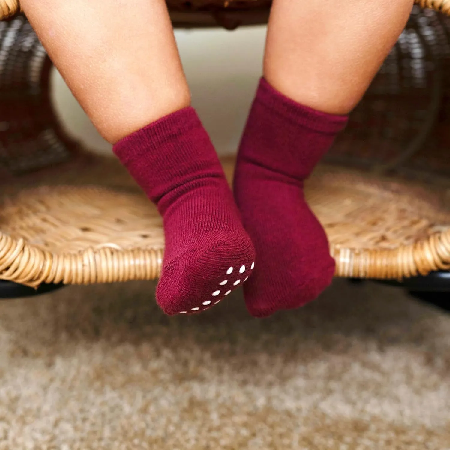 JAKIDAR 12 Pack Baby Toddler Socks Non Slip Grip Cotton Crew Socks for Boys Girls Infants Kids