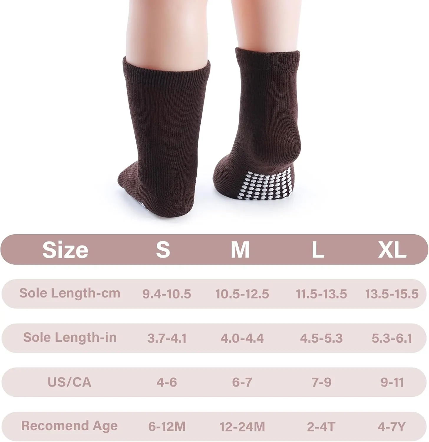 JAKIDAR 12 Pack Baby Toddler Socks Non Slip Grip Cotton Crew Socks for Boys Girls Infants Kids