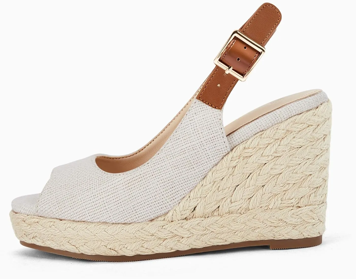 Juliet Holy Womens Ankle Strap Espadrille Wedges Round Open Toe Platform Slingback Slip on Peep Toe Sandals Comfort Summer Shoes