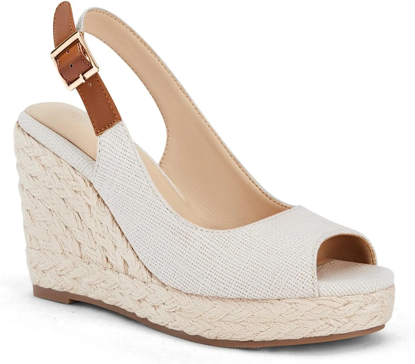 Juliet Holy Womens Ankle Strap Espadrille Wedges Round Open Toe Platform Slingback Slip on Peep Toe Sandals Comfort Summer Shoes
