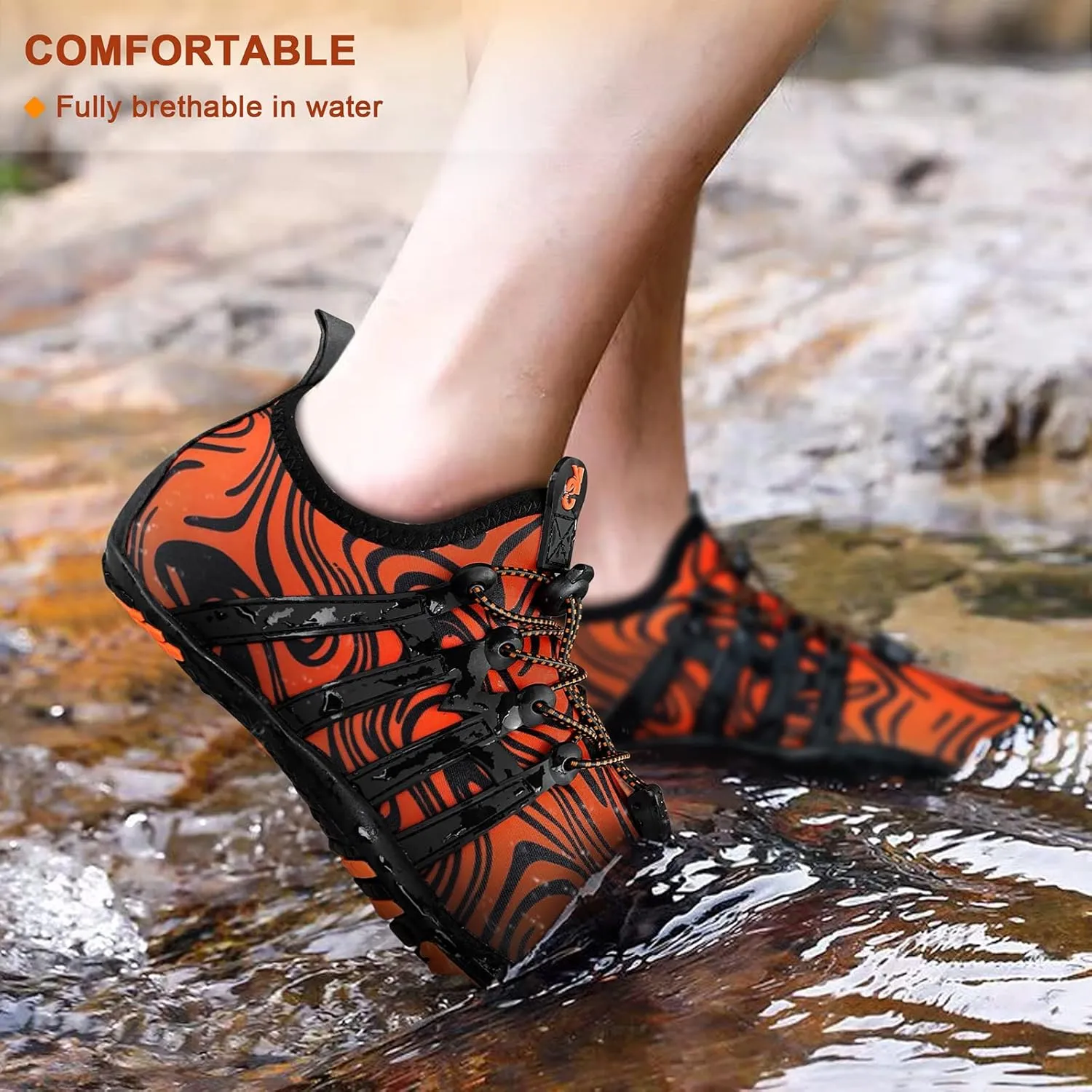 KEMISANT Mens Water Shoes, Unisex Barefoot Aqua Shoes for Men Women Beach Swimming Water Sport Shoes
