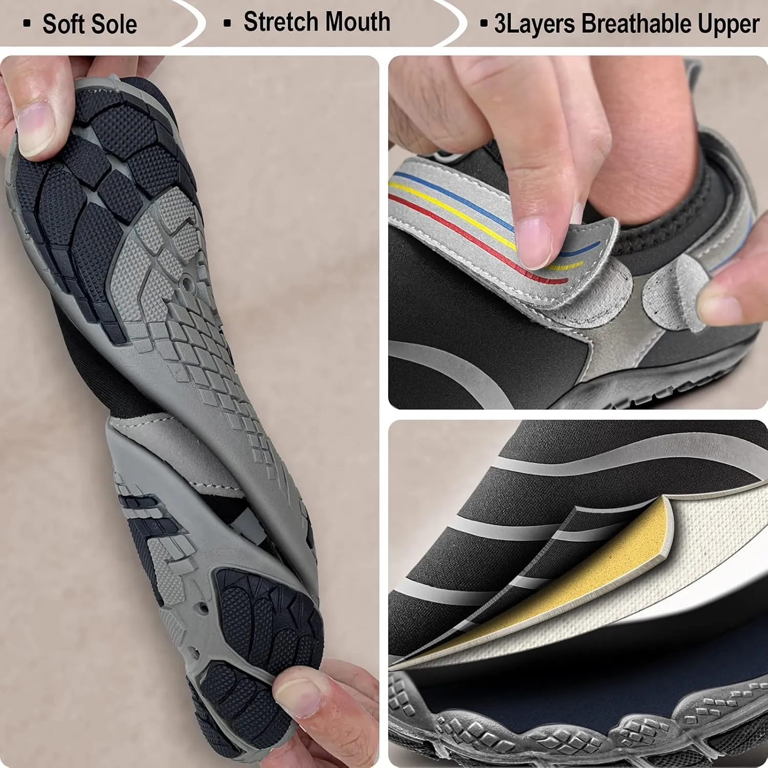 KEMISANT Mens Water Shoes, Unisex Barefoot Aqua Shoes for Men Women Beach Swimming Water Sport Shoes