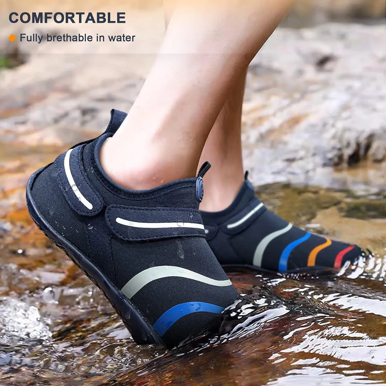 KEMISANT Mens Water Shoes, Unisex Barefoot Aqua Shoes for Men Women Beach Swimming Water Sport Shoes
