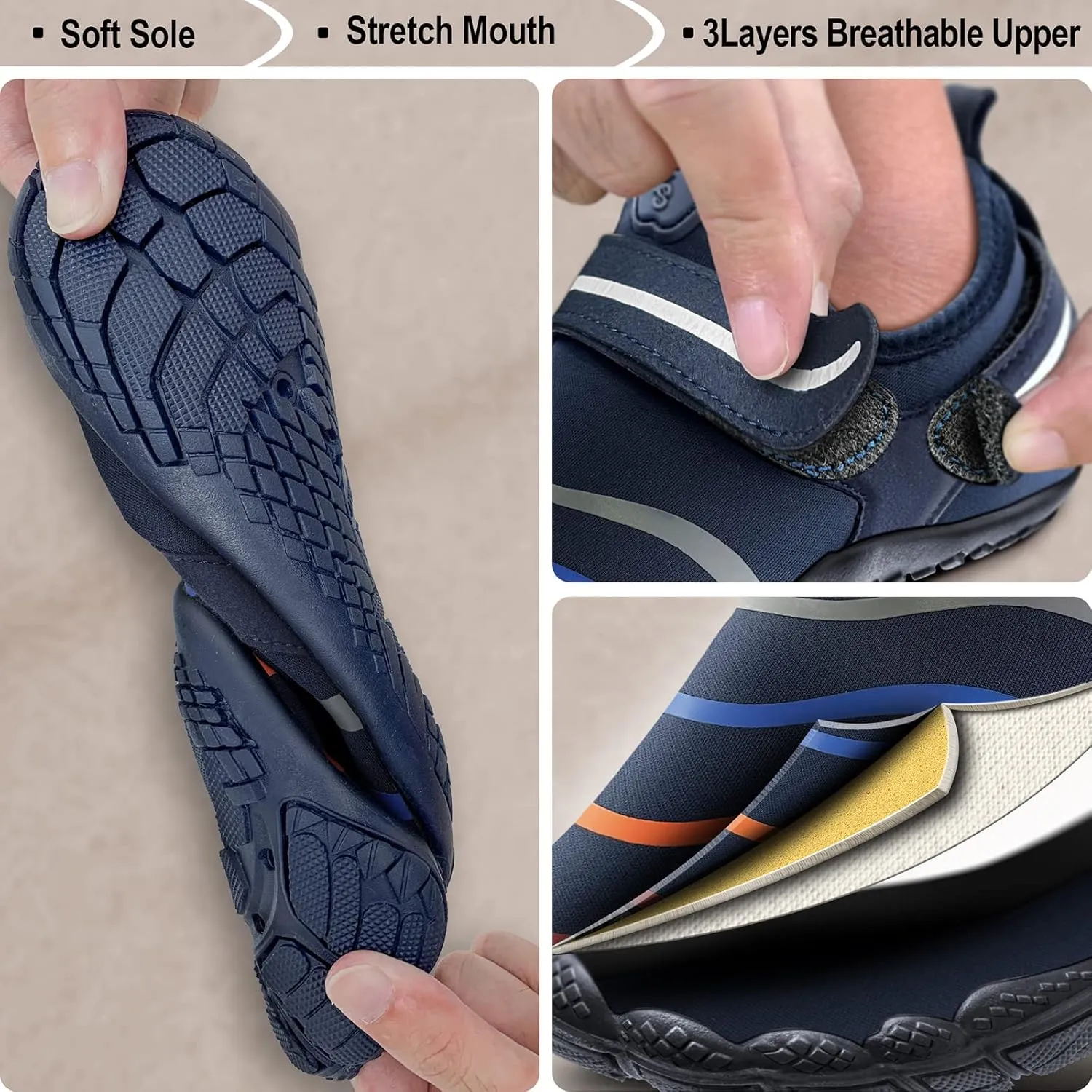 KEMISANT Mens Water Shoes, Unisex Barefoot Aqua Shoes for Men Women Beach Swimming Water Sport Shoes
