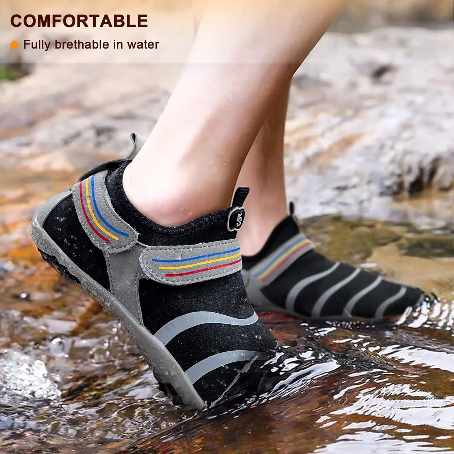 KEMISANT Mens Water Shoes, Unisex Barefoot Aqua Shoes for Men Women Beach Swimming Water Sport Shoes