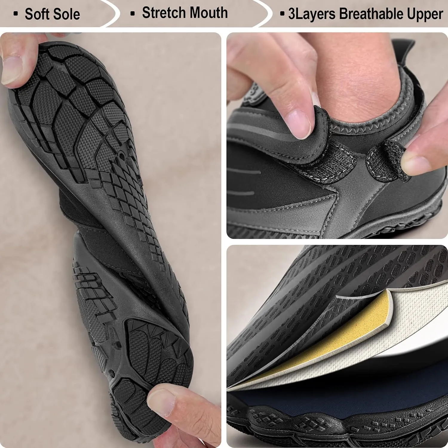 KEMISANT Mens Water Shoes, Unisex Barefoot Aqua Shoes for Men Women Beach Swimming Water Sport Shoes