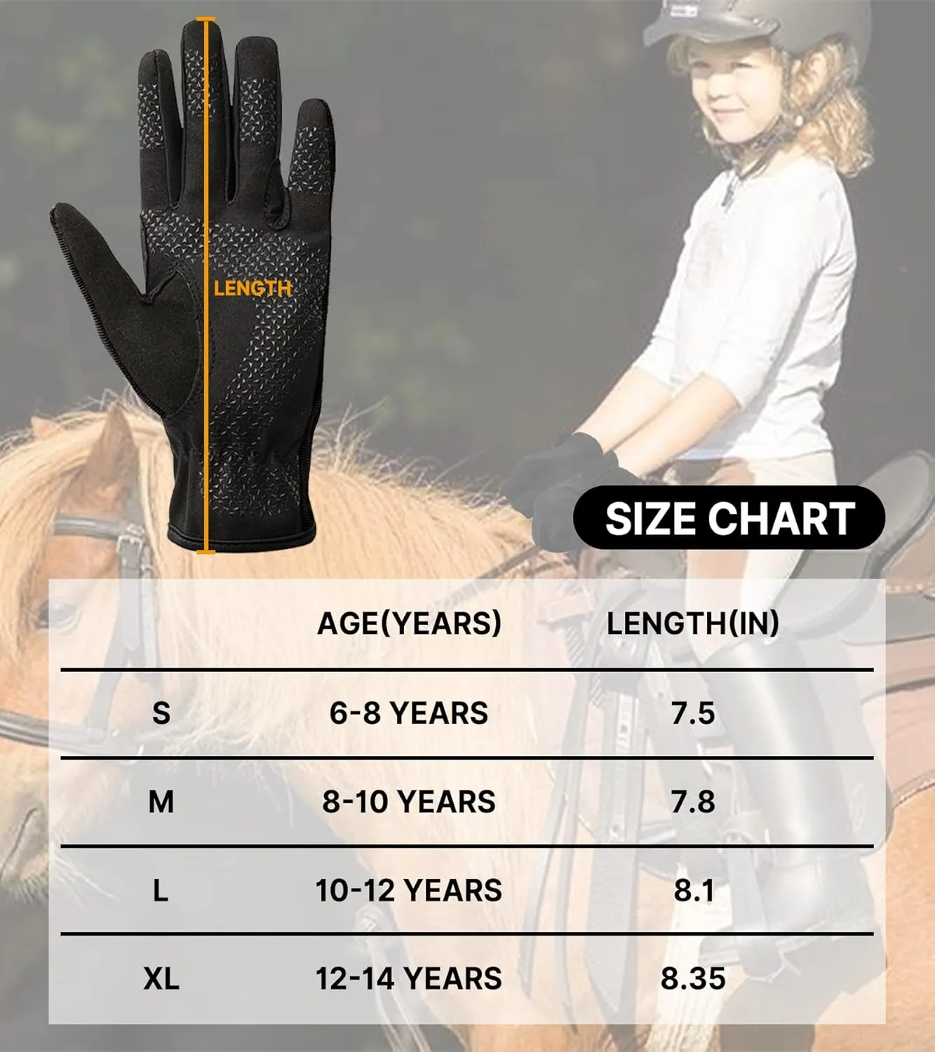 Kids Horse Riding Gloves Equestrian Anti Slip Children Horseback Bike Gardening Fishing Cycling Outdoor Activities Riding Gloves Girls Boys Youth