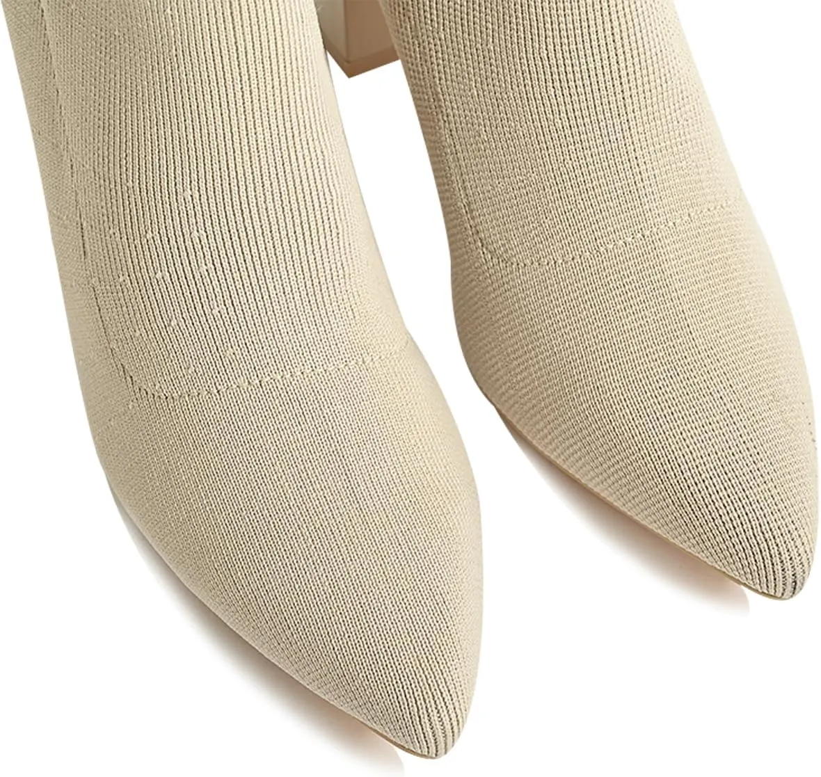 Knit Ankle Boots for Women - Chunky Block Heel Chelsea Boots - Stretchy Breathable Knit Sock Booties for Fall & Winter 2024 Trendy Slip On Comfortable