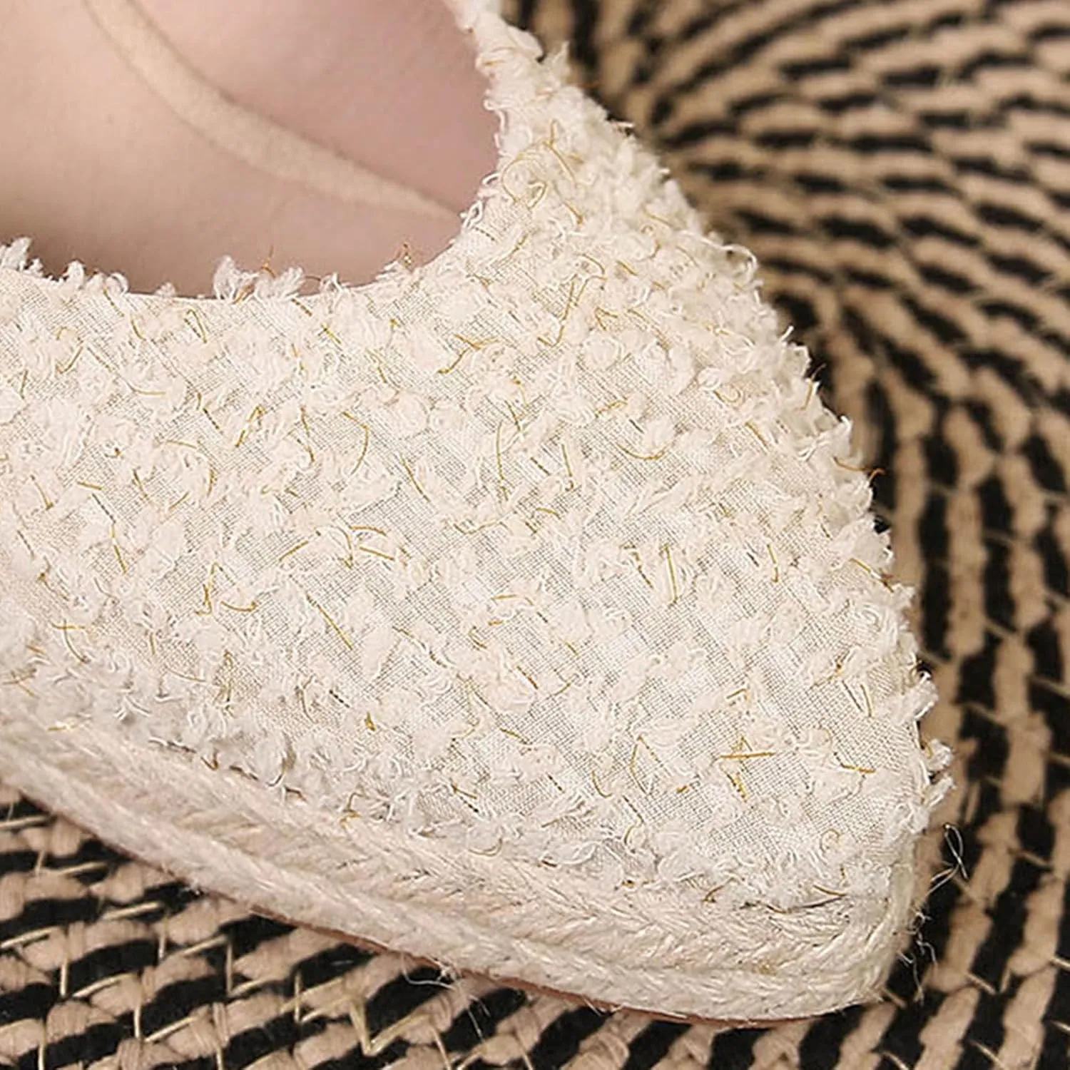 KOKOMOMO Womens Pointed Toe Espadrille Wedges Faux Suede Platform Pumps