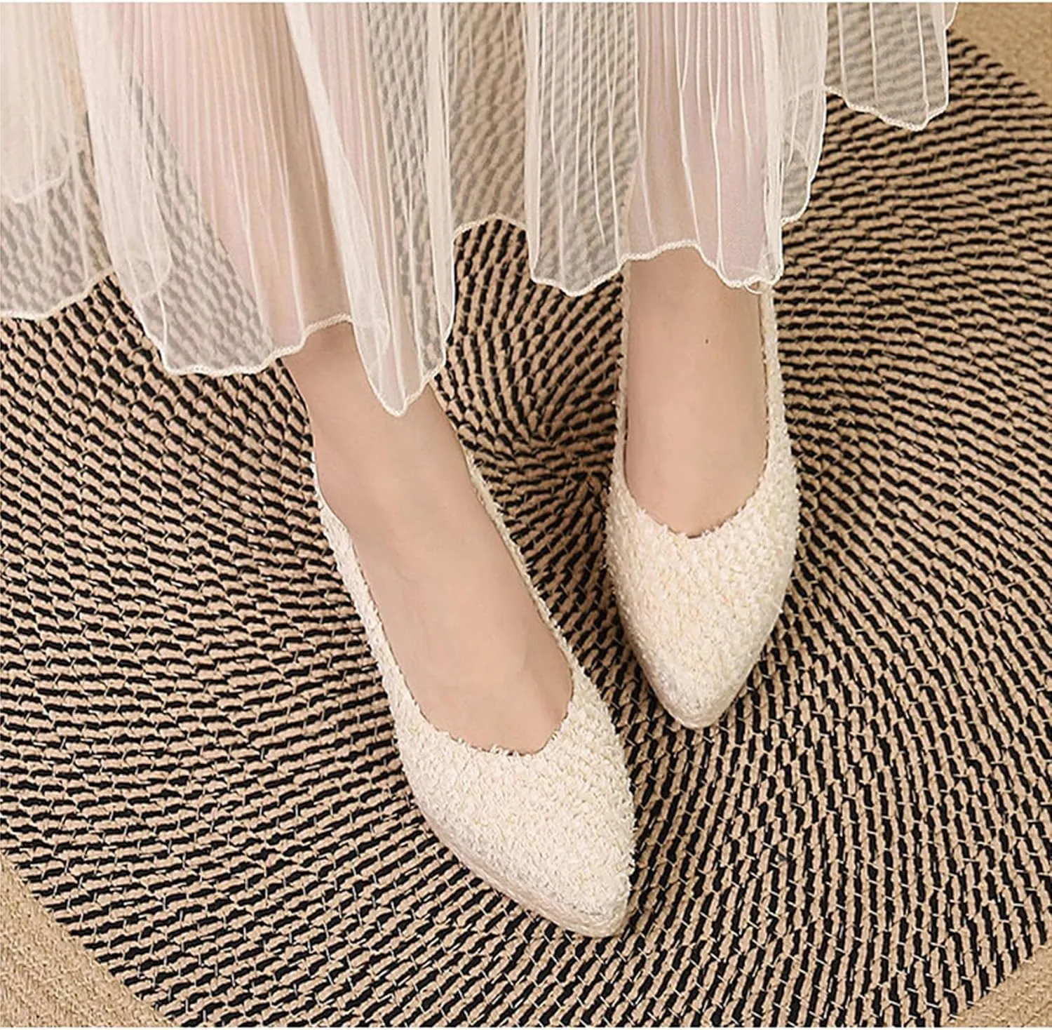 KOKOMOMO Womens Pointed Toe Espadrille Wedges Faux Suede Platform Pumps
