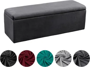 KRFOONN Rectangle Ottoman Covers Stretch Storage Ottoman Slipcovers Velvet Oversized Folding Storage Bench Cover Footrest Stool Slipcover Furniture Protector for Living Room Bedroom,Dark Grey