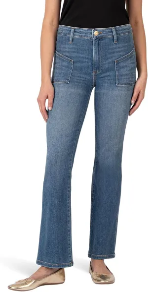 KUT from the Kloth Women's Kelsey High-Rise Ankle Flare-frt & BCK Patch Pockets