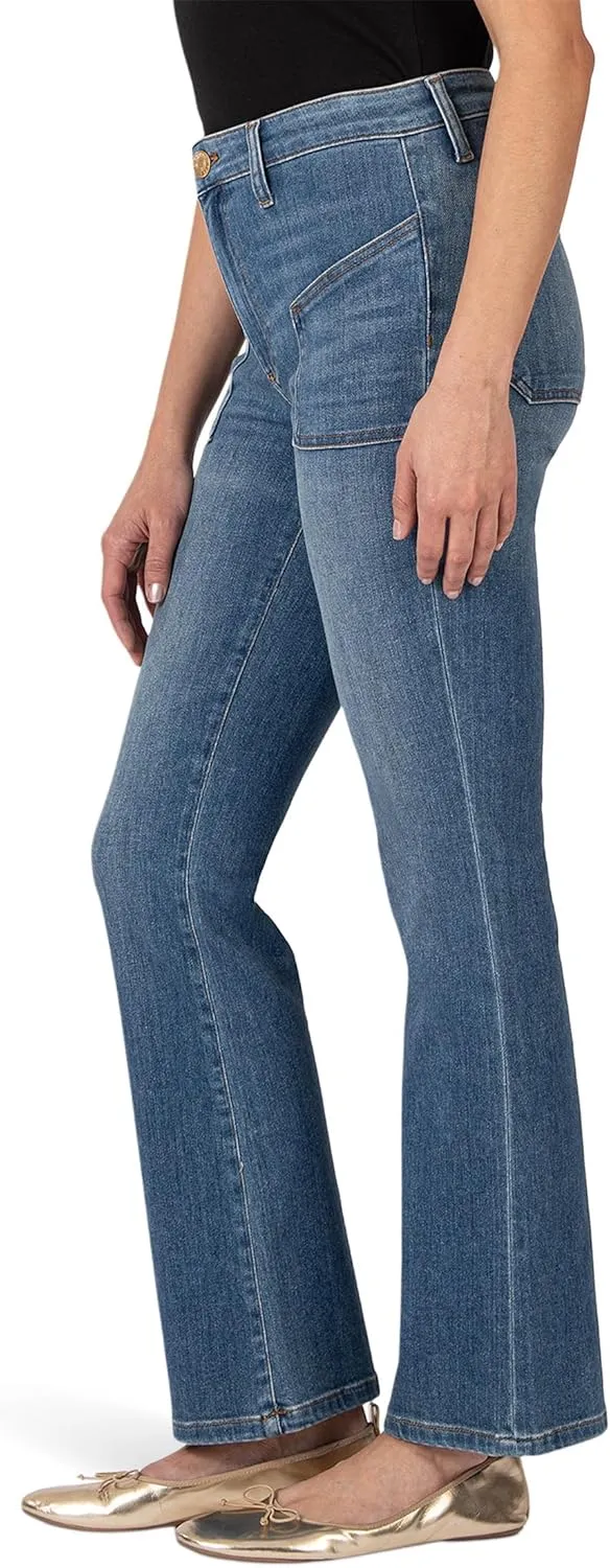 KUT from the Kloth Women's Kelsey High-Rise Ankle Flare-frt & BCK Patch Pockets