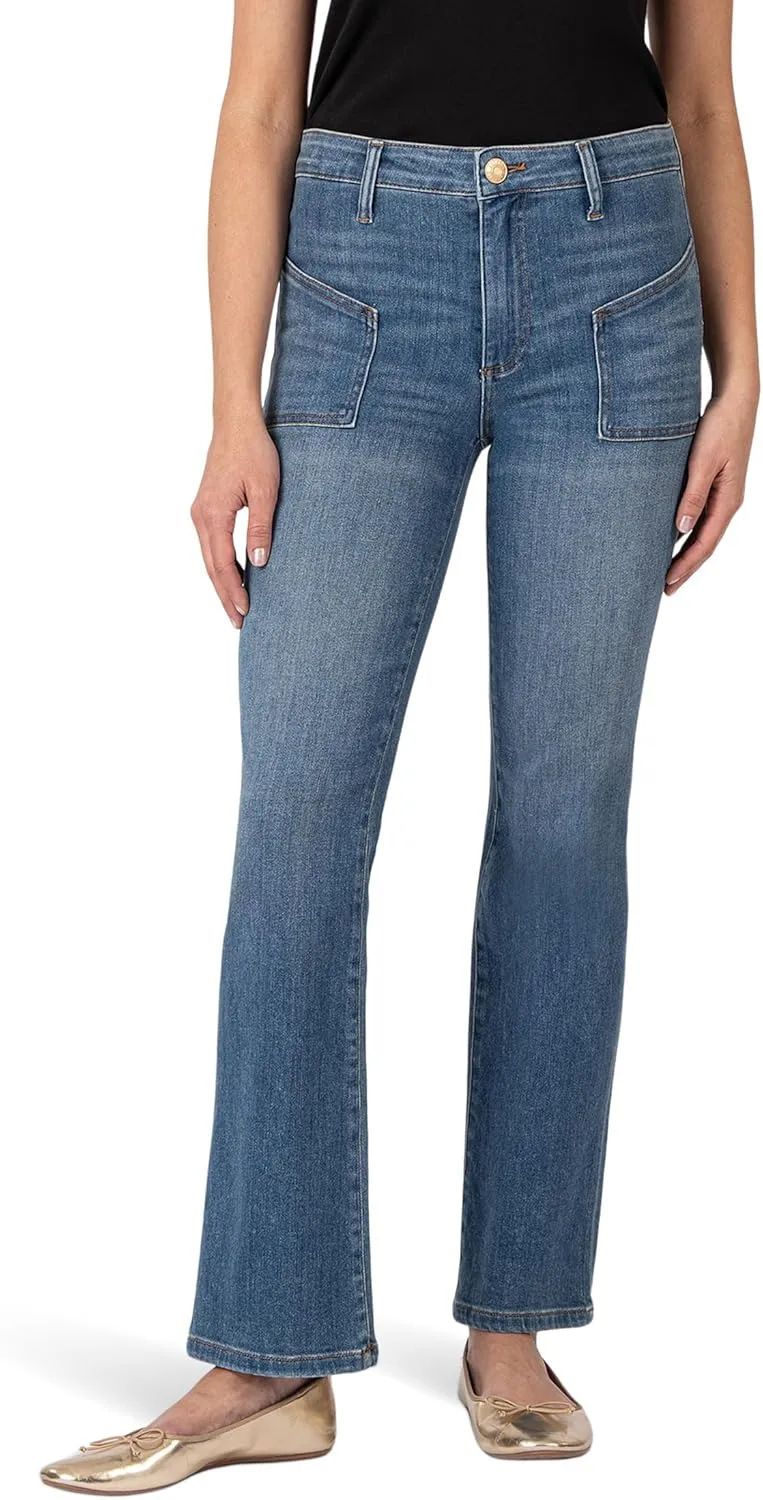 KUT from the Kloth Women's Kelsey High-Rise Ankle Flare-frt & BCK Patch Pockets
