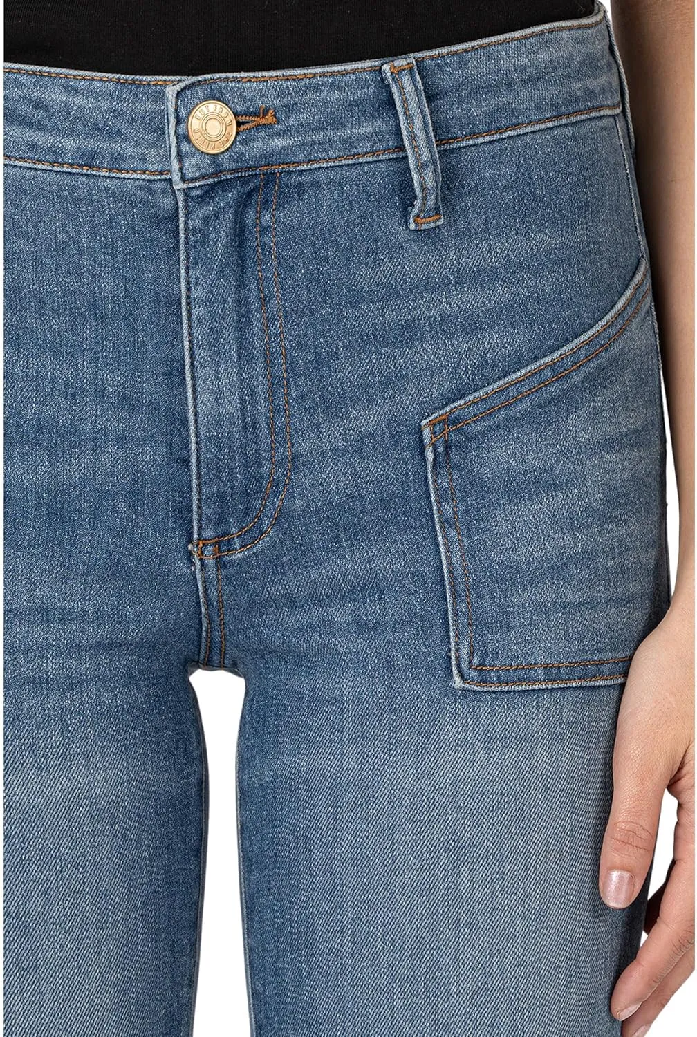 KUT from the Kloth Women's Kelsey High-Rise Ankle Flare-frt & BCK Patch Pockets