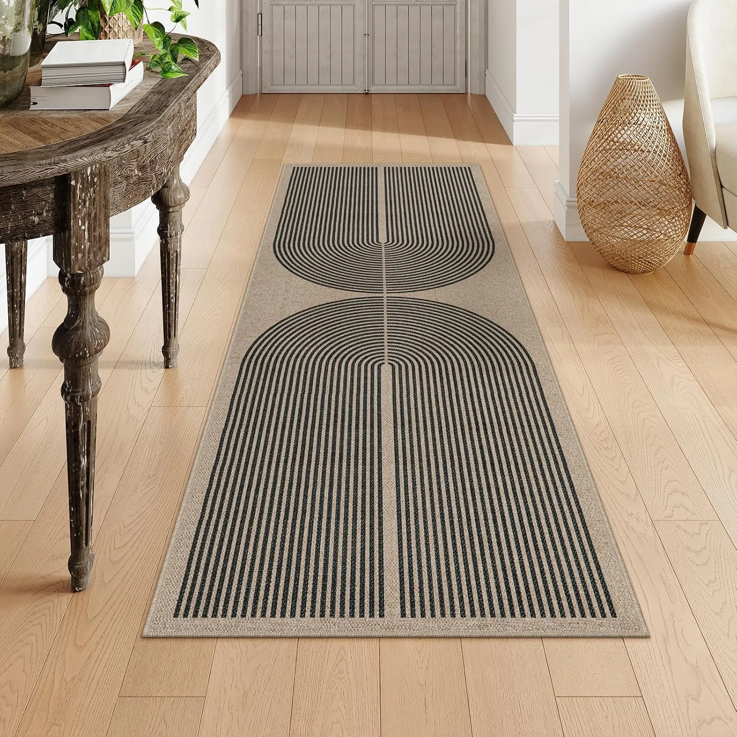 Lahome Modern Rainbow Easy Jute Outdoor Runner Rug, 2x6 Runners for Hallways Washable Laundry Room Rug, Farmhouse Non Slip Indoor Outdoor Carpet for Kitchen Floor Entryway