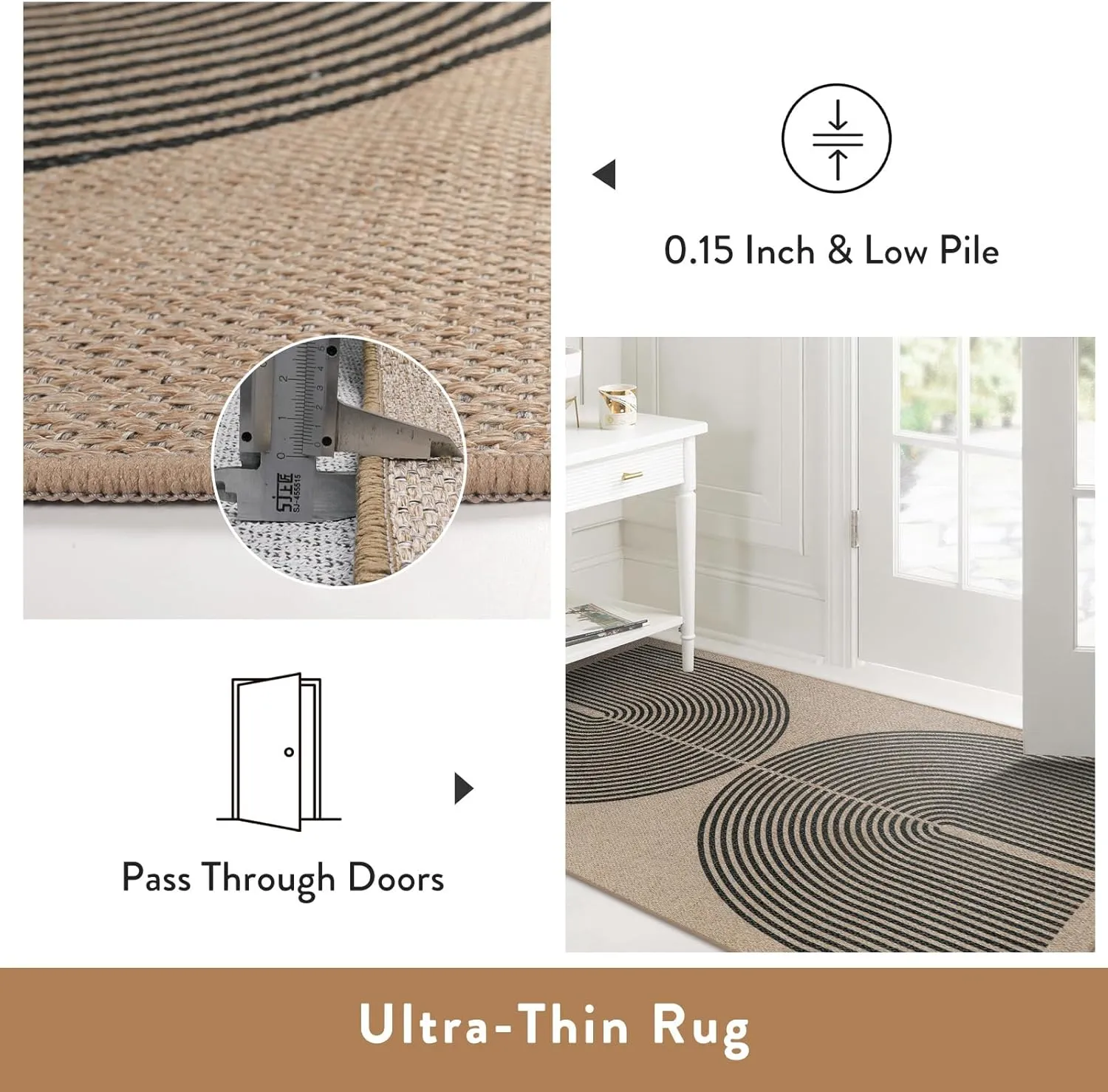 Lahome Modern Rainbow Easy Jute Outdoor Runner Rug, 2x6 Runners for Hallways Washable Laundry Room Rug, Farmhouse Non Slip Indoor Outdoor Carpet for Kitchen Floor Entryway