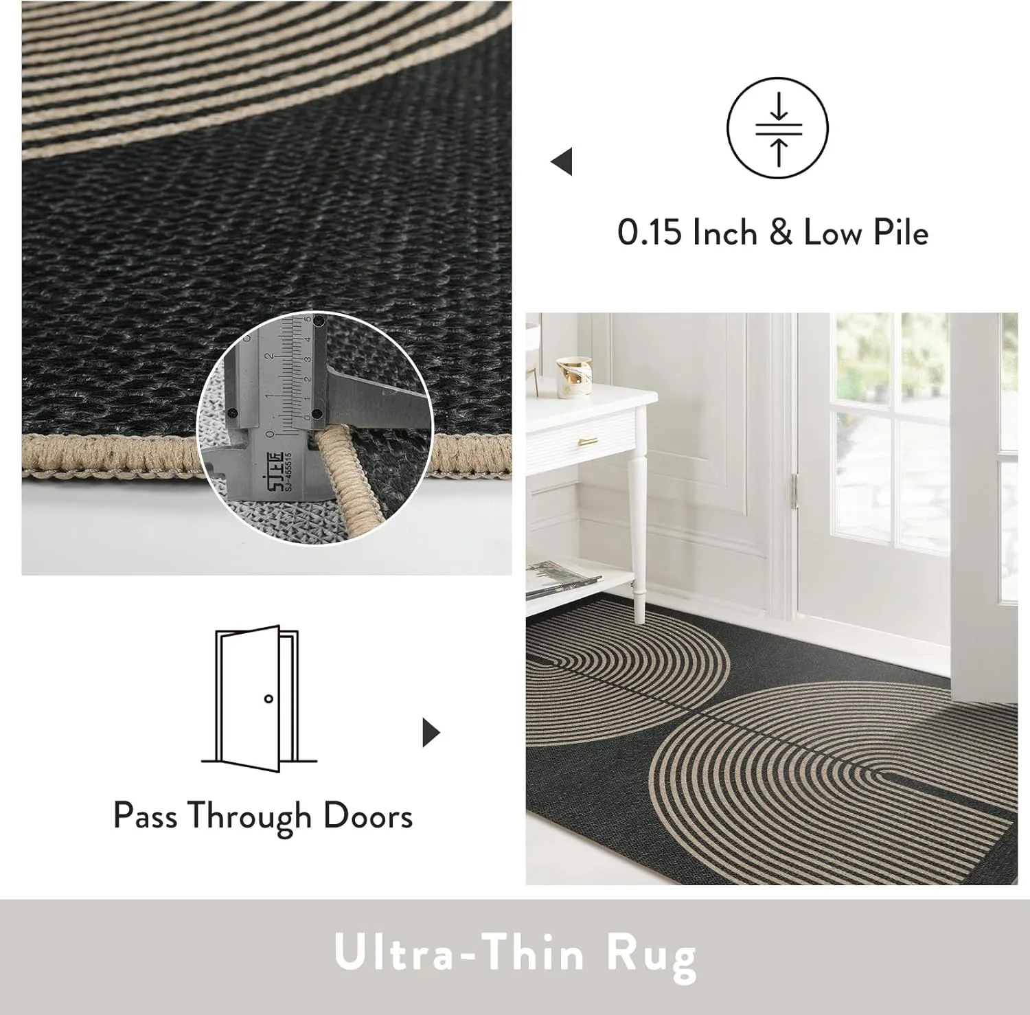 Lahome Modern Rainbow Easy Jute Rug, 6x9 Area Rugs for Living Room Outdoor Patio Washable Indoor Outdoor Dining Room Carpet, Farmhouse Large Non Slip Carpet for Bedromm Backyard Office